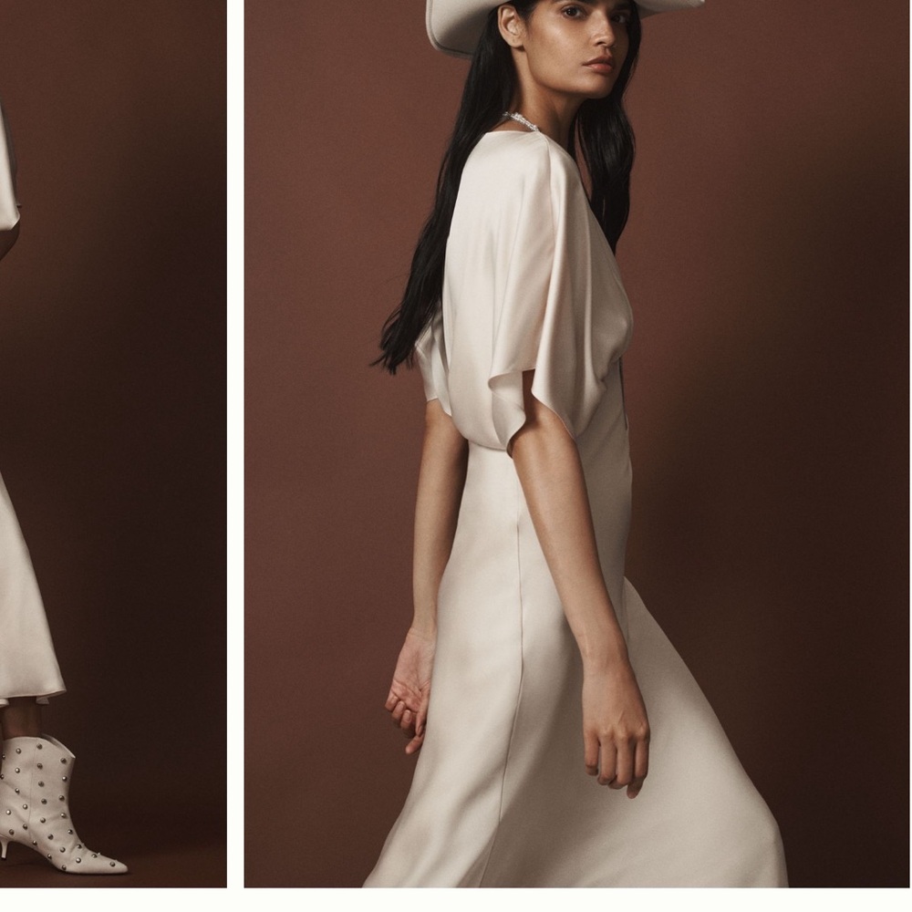 BHLDN Amelia Deep-V Flutter-Sleeve Satin - Picture 4 of 4